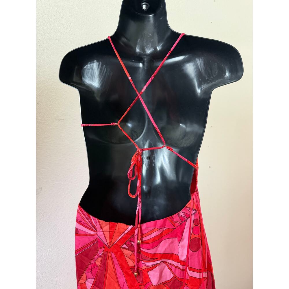 NWT Olivaceous retro pink & orange cutout backless dress size Medium - Picture 5 of 7